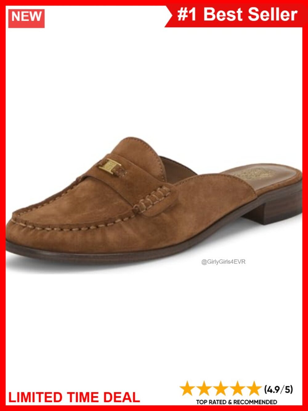 Suede Almond Toe Mule Flats Pull-On Breathable 1 Inch Heel